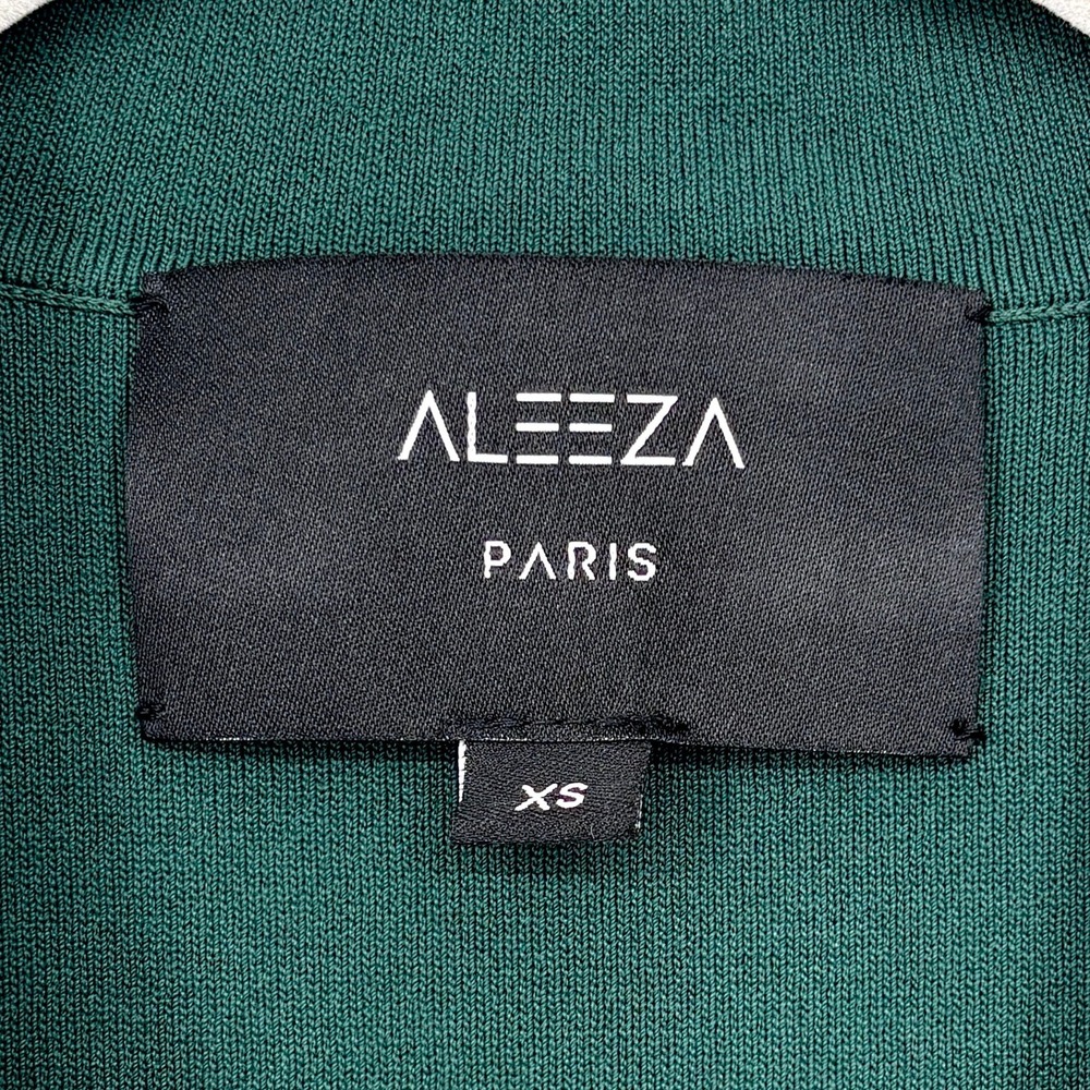 Aleeza Paris Long Knit Blazer Vest Emerald Green Double Breasted Longline XS - Picture 10 of 14